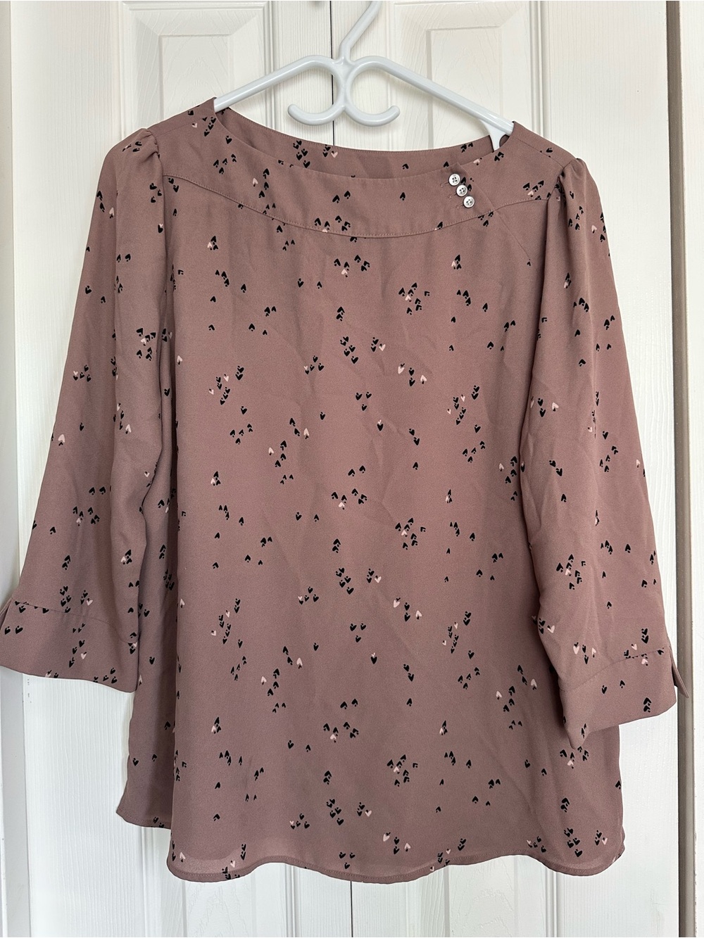 Reitmans Mauve-Pink Floral Button-Shoulder Blouse